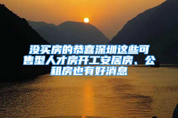 沒買房的恭喜深圳這些可售型人才房開工安居房、公租房也有好消息