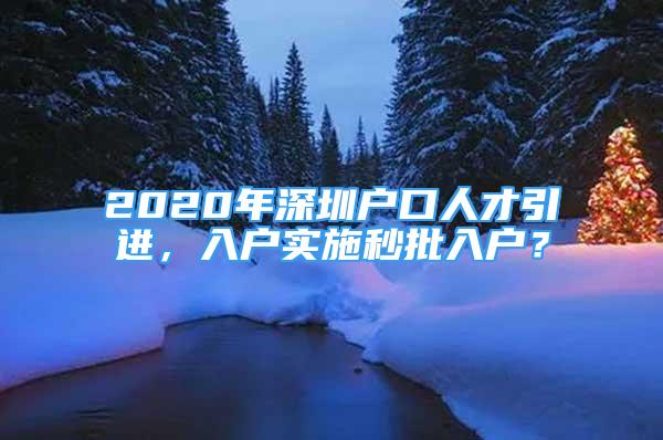 2020年深圳戶口人才引進，入戶實施秒批入戶？