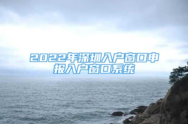 2022年深圳入戶窗口申報(bào)入戶窗口系統(tǒng)