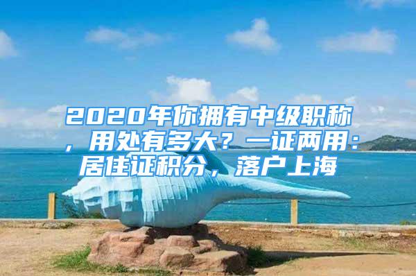 2020年你擁有中級職稱，用處有多大？一證兩用：居住證積分，落戶上海