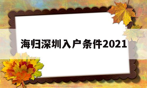 海歸深圳入戶條件2021(深圳海歸人才引進政策2021) 本科入戶深圳