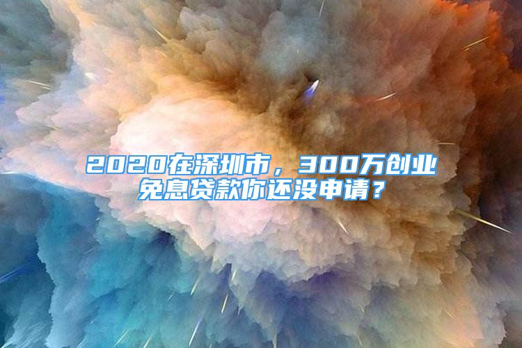 2020在深圳市，300萬創(chuàng)業(yè)免息貸款你還沒申請？