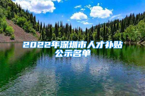 2022年深圳市人才補(bǔ)貼公示名單