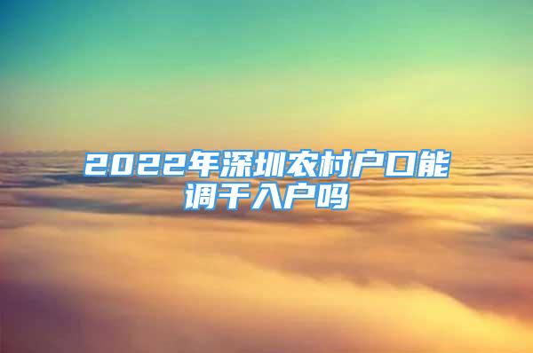 2022年深圳農(nóng)村戶口能調(diào)干入戶嗎