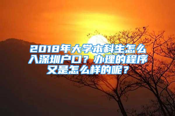 2018年大學本科生怎么入深圳戶口？辦理的程序又是怎么樣的呢？