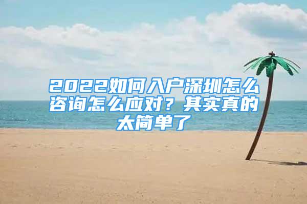 2022如何入戶(hù)深圳怎么咨詢(xún)?cè)趺磻?yīng)對(duì)？其實(shí)真的太簡(jiǎn)單了