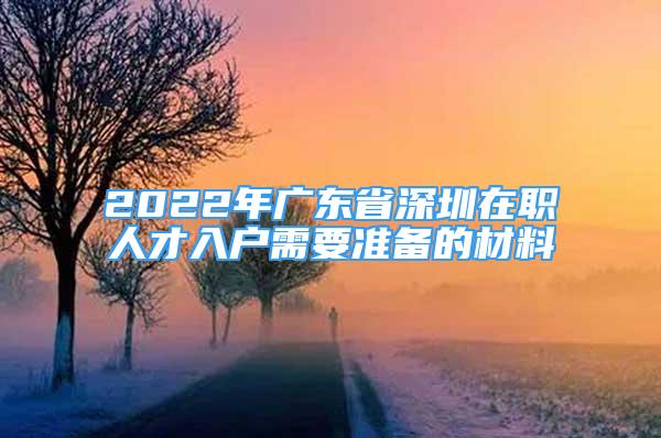 2022年廣東省深圳在職人才入戶需要準(zhǔn)備的材料