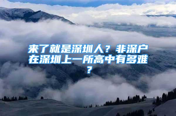 來了就是深圳人？非深戶在深圳上一所高中有多難？