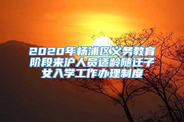 2020年楊浦區(qū)義務教育階段來滬人員適齡隨遷子女入學工作辦理制度