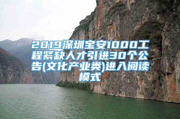 2019深圳寶安1000工程緊缺人才引進(jìn)30個公告(文化產(chǎn)業(yè)類)進(jìn)入閱讀模式