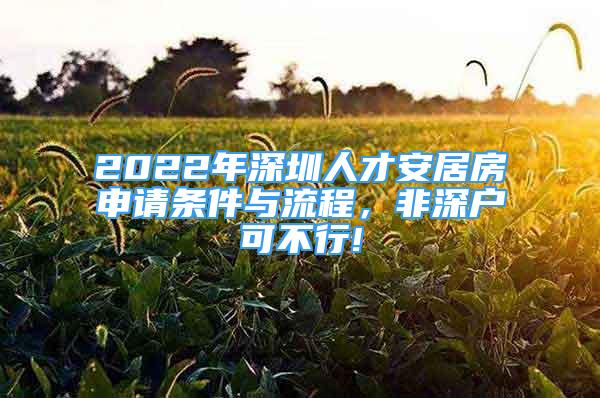 2022年深圳人才安居房申請(qǐng)條件與流程，非深戶可不行!