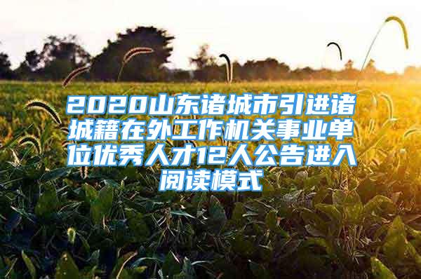 2020山東諸城市引進諸城籍在外工作機關(guān)事業(yè)單位優(yōu)秀人才12人公告進入閱讀模式