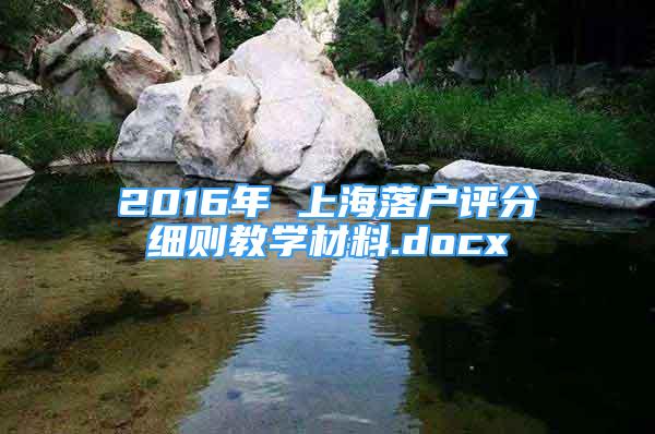 2016年 上海落戶評分細則教學材料.docx