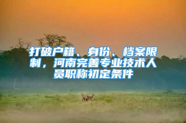 打破戶籍、身份、檔案限制，河南完善專業(yè)技術(shù)人員職稱初定條件