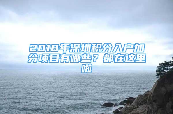 2018年深圳積分入戶加分項(xiàng)目有哪些？都在這里啦