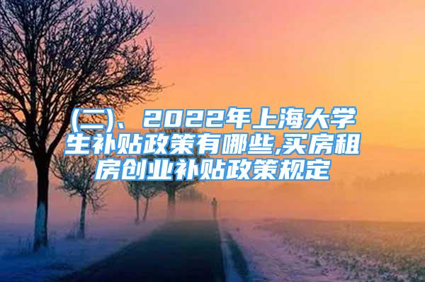 (二)、2022年上海大學(xué)生補(bǔ)貼政策有哪些,買房租房創(chuàng)業(yè)補(bǔ)貼政策規(guī)定