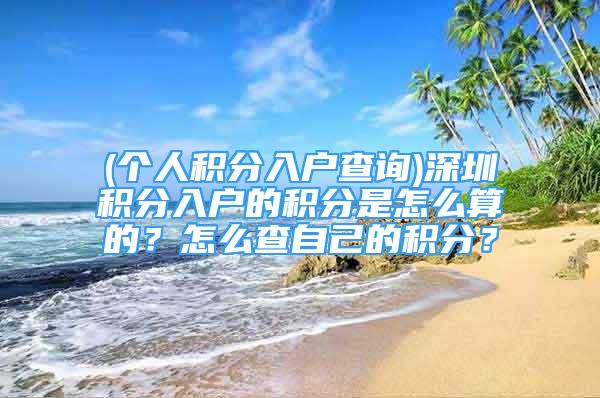 (個(gè)人積分入戶查詢)深圳積分入戶的積分是怎么算的？怎么查自己的積分？