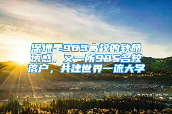 深圳是985高校的致命誘惑，又一所985名校落戶，共建世界一流大學(xué)