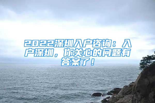 2022深圳入戶咨詢：入戶深圳，你關(guān)心的問題有答案了！