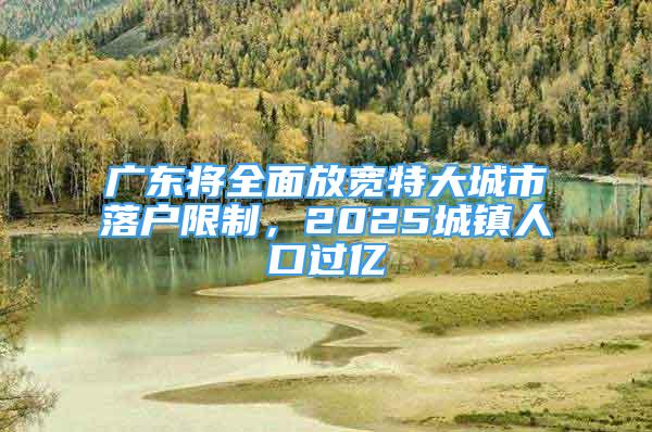 廣東將全面放寬特大城市落戶限制，2025城鎮(zhèn)人口過億