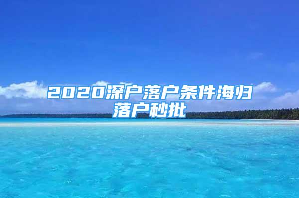 2020深戶落戶條件海歸落戶秒批