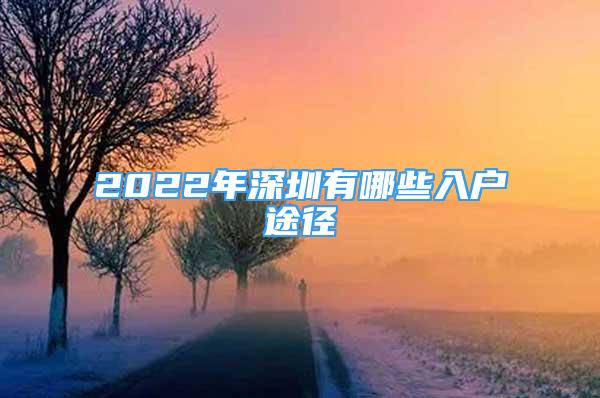 2022年深圳有哪些入戶(hù)途徑