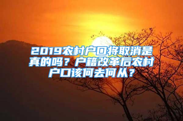 2019農(nóng)村戶口將取消是真的嗎？戶籍改革后農(nóng)村戶口該何去何從？