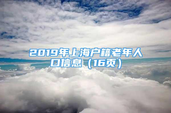 2019年上海戶籍老年人口信息（16頁(yè)）