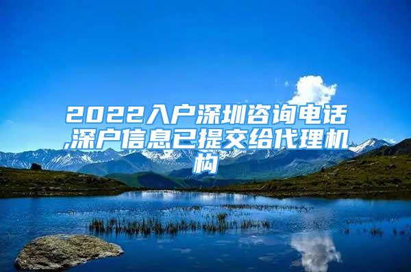 2022入戶深圳咨詢電話,深戶信息已提交給代理機構(gòu)