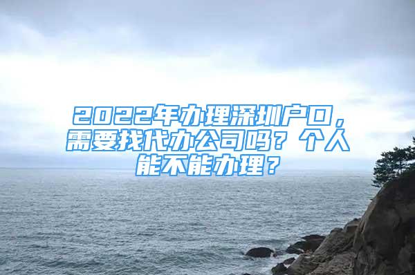 2022年辦理深圳戶口，需要找代辦公司嗎？個人能不能辦理？