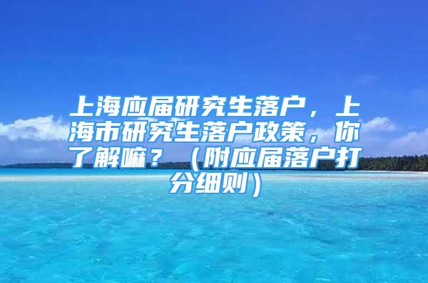 上海應(yīng)屆研究生落戶，上海市研究生落戶政策，你了解嘛？（附應(yīng)屆落戶打分細(xì)則）