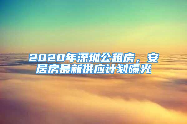 2020年深圳公租房，安居房最新供應(yīng)計(jì)劃曝光