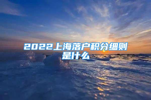 2022上海落戶積分細(xì)則是什么