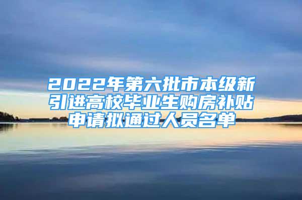 2022年第六批市本級(jí)新引進(jìn)高校畢業(yè)生購房補(bǔ)貼申請擬通過人員名單