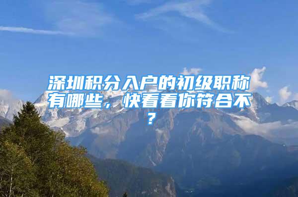 深圳積分入戶的初級(jí)職稱有哪些，快看看你符合不？