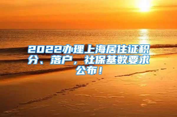 2022辦理上海居住證積分、落戶，社保基數(shù)要求公布！