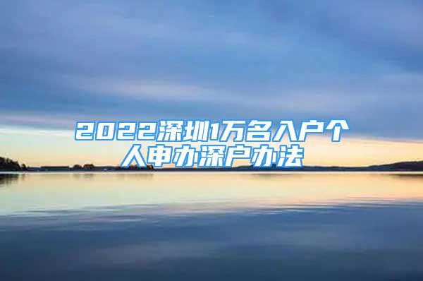 2022深圳1萬(wàn)名入戶個(gè)人申辦深戶辦法