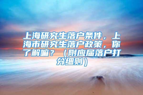 上海研究生落戶條件，上海市研究生落戶政策，你了解嘛？（附應(yīng)屆落戶打分細(xì)則）