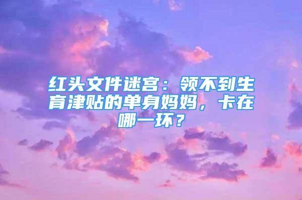 紅頭文件迷宮：領(lǐng)不到生育津貼的單身媽媽，卡在哪一環(huán)？