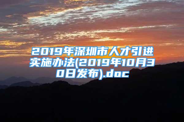 2019年深圳市人才引進(jìn)實(shí)施辦法(2019年10月30日發(fā)布).doc