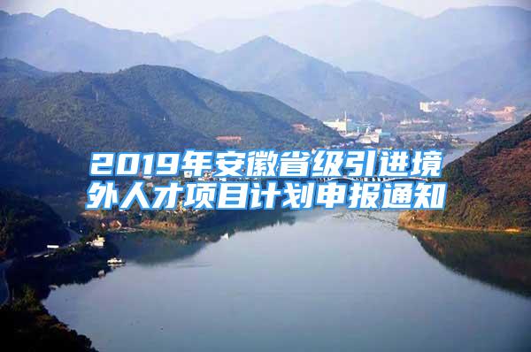 2019年安徽省級引進(jìn)境外人才項(xiàng)目計劃申報通知