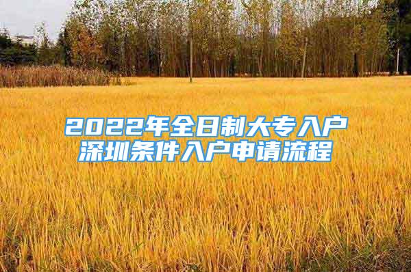 2022年全日制大專入戶深圳條件入戶申請(qǐng)流程