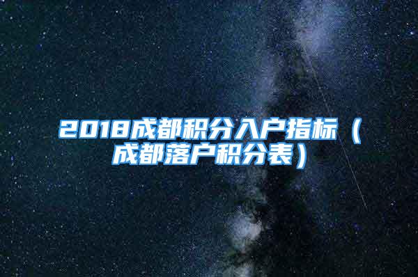 2018成都積分入戶指標（成都落戶積分表）