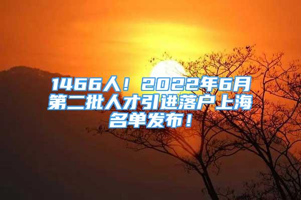 1466人！2022年6月第二批人才引進(jìn)落戶上海名單發(fā)布！