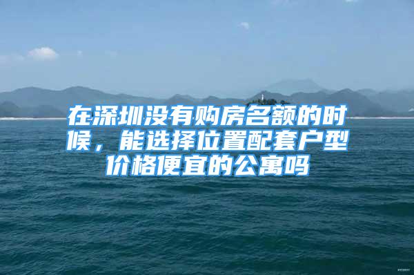 在深圳沒(méi)有購(gòu)房名額的時(shí)候，能選擇位置配套戶(hù)型價(jià)格便宜的公寓嗎