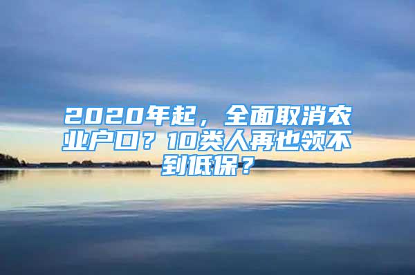 2020年起，全面取消農(nóng)業(yè)戶口？10類人再也領(lǐng)不到低保？