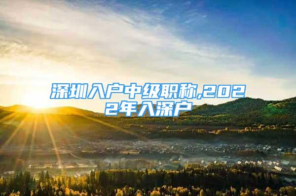 深圳入戶中級職稱,2022年入深戶