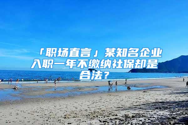 「職場直言」某知名企業(yè)入職一年不繳納社保卻是合法？