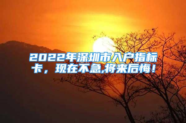 2022年深圳市入戶指標(biāo)卡，現(xiàn)在不急,將來(lái)后悔！