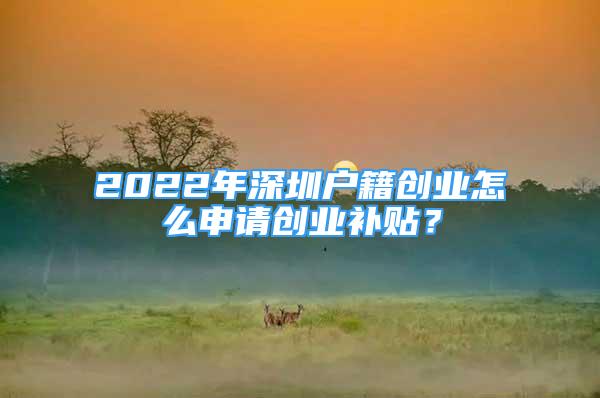 2022年深圳戶(hù)籍創(chuàng)業(yè)怎么申請(qǐng)創(chuàng)業(yè)補(bǔ)貼？